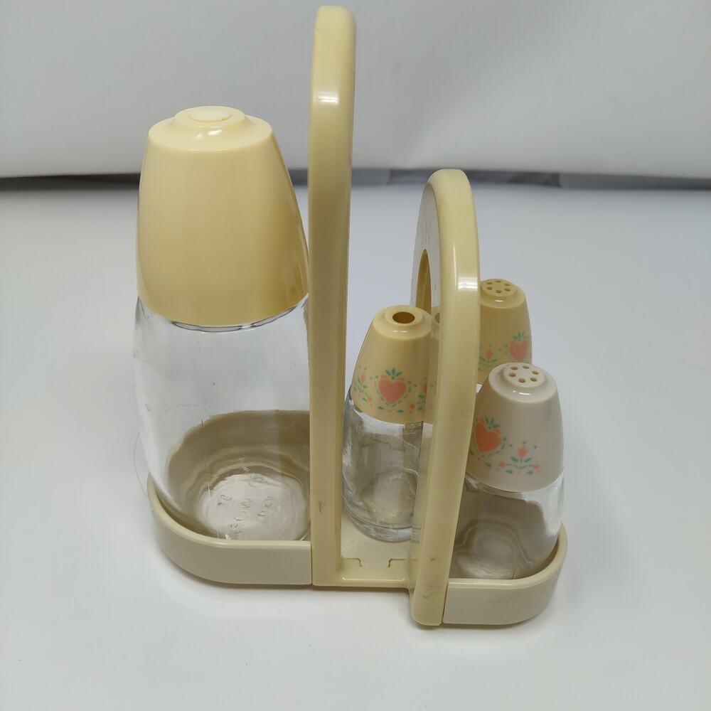 GEMCO Corelle “Forever Yours” Salt Pepper & Sugar Shaker Napkin Caddy Set VTG